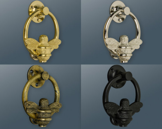 4 Finishes - Brass Bumble Bee Ring Door Knocker